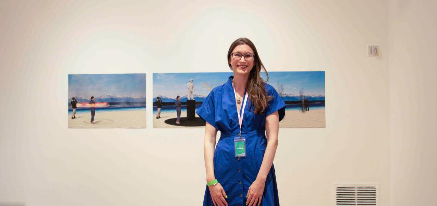 Lisa with her work at the Henry Art Gallery.jpg