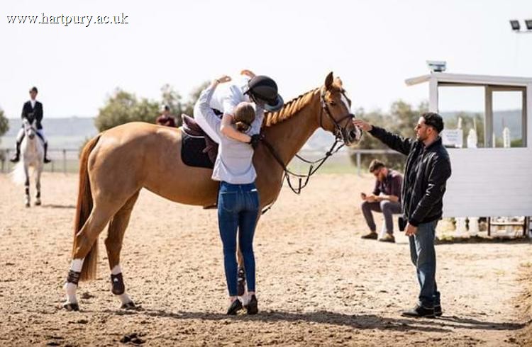Competition-Rider-On-Horse-Celebrating-With-Hug