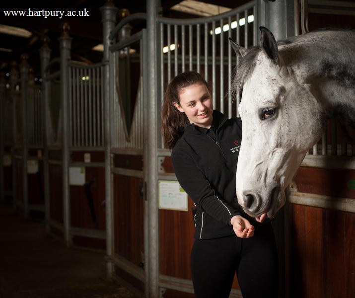 Student And Horse In Equine Yard